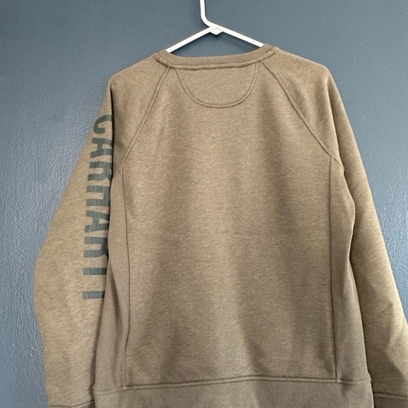 NWT Carhartt WOMEN'S RELAXED FIT MIDWEIGHT CREWNECK BLOCK LOGO SLEEVE - Picture 3 of 4